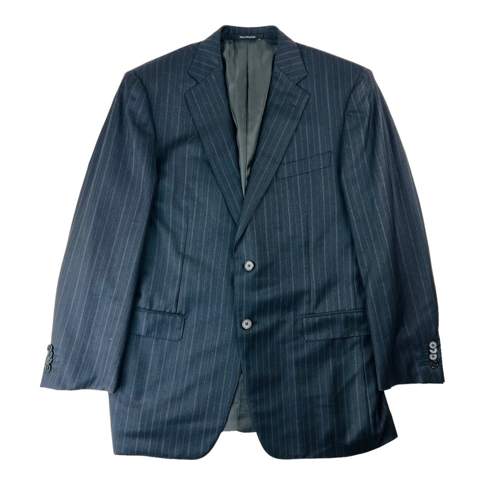 Ermenegildo Zegna Charcoal w/ Blue Stripe Transeason Wool Mohair Silk Blazer 42R